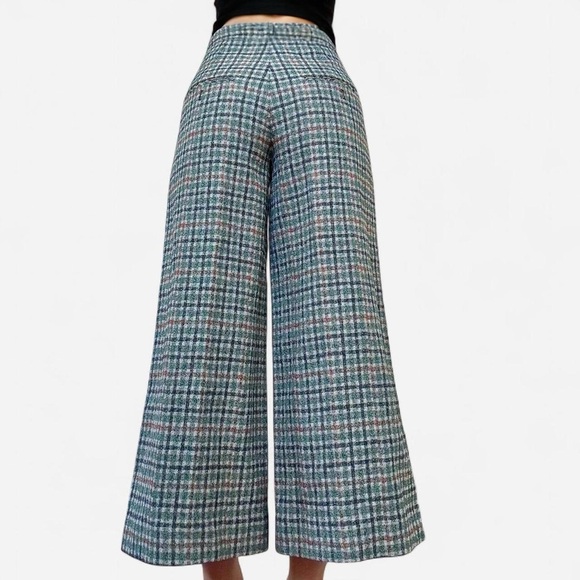 Isabel Marant green prince of wales checkered wide leg pants - Picture 2 of 8